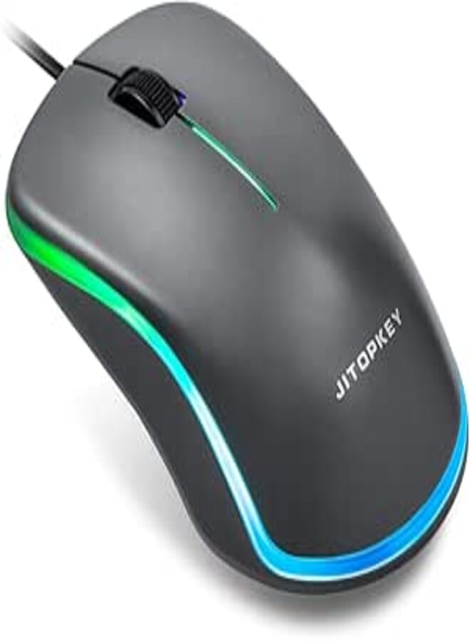M120 USB Optical Wired Computer Mouse with Easy Click for Office and Home, 1000DPI, Premium and Portable,Compatible with Windows PC, Laptop, Desktop, Notebook (Grey)